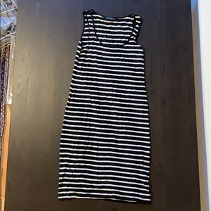 Black and white casual striped dress